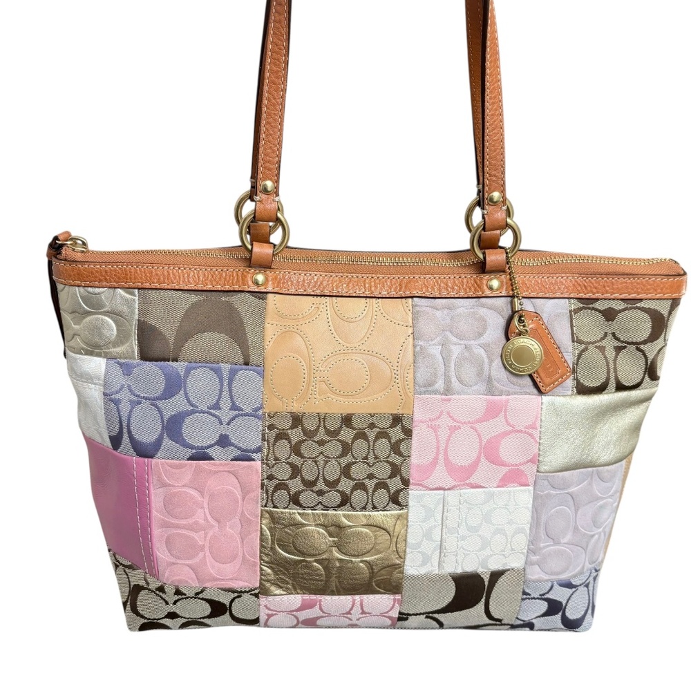 Coach f11711 vintage y2k patchwork pastels tote bag rare
